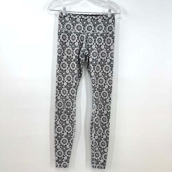 lululemon athletica Pants - Lululemon Wunder Under Full Length Leggings 4 Twiggy Gray White Floral Nimbus